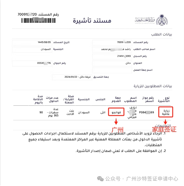 沙特家庭签证Familys Visa办理所需材料